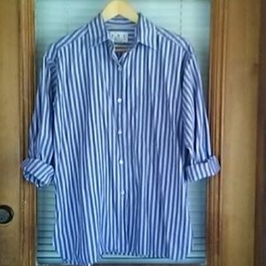 INC  blue and white stripe button up 100% cotton